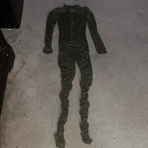 Olive Green Ruched Jumpsuit